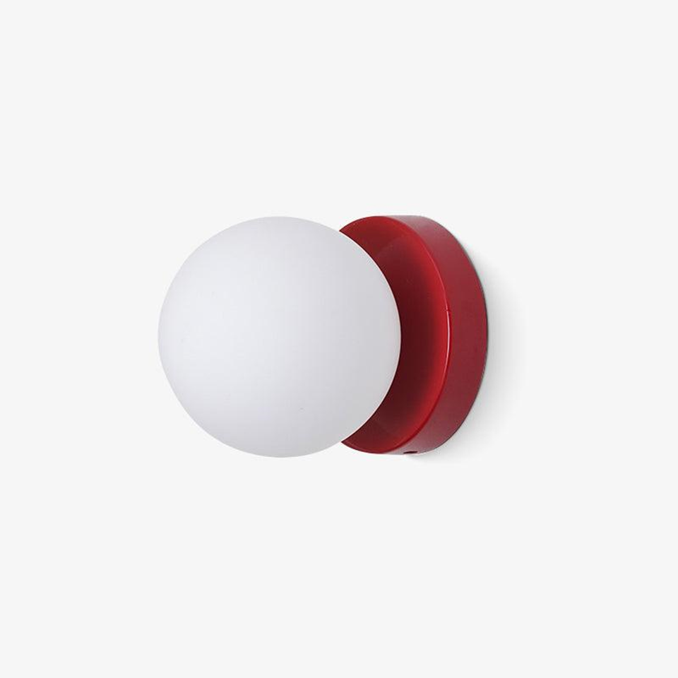 Jagmag Red Wall Lamp - Nuvol Round White Glass Shade, 4.7" Indoor Light