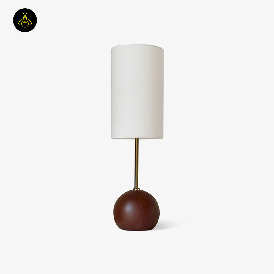 Jagmag Orbis Wooden Table Lamp - Fabric Shade, 20cm Sphere, for Cozy Interiors