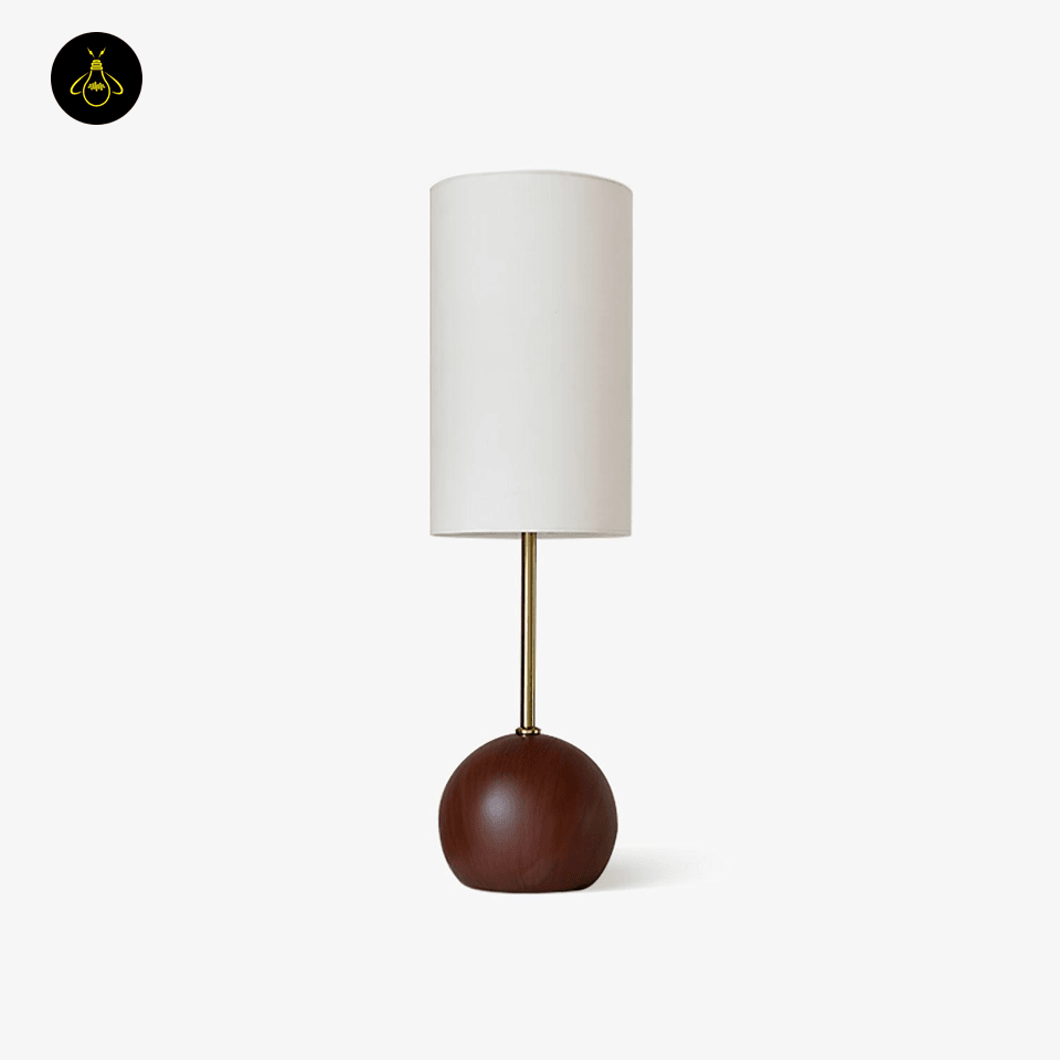 Jagmag Orbis Wooden Table Lamp - Fabric Shade, 20cm Sphere, for Cozy Interiors - Fancy and Decorative lights - Brand name jagmag lights