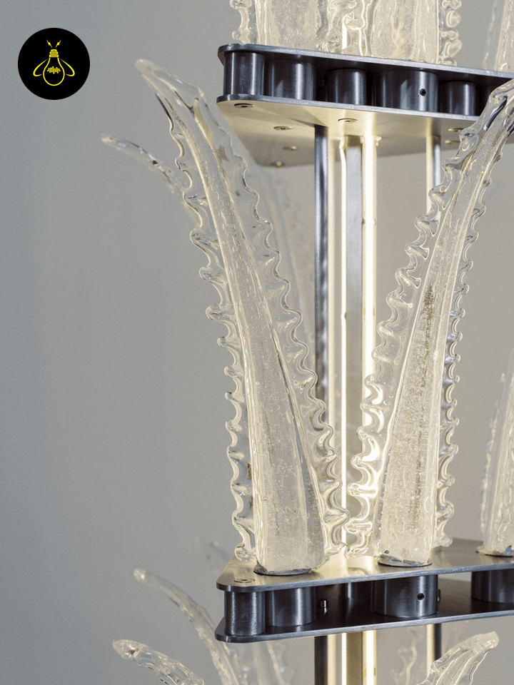 Jagmag Chandelier Light - Talar Collection, Handcrafted Murano Glass with Aluminum, 118x8x9 Inches, Dimmable LED for Luxurious Ambiance - Fancy and Decorative lights - Brand name jagmag lights