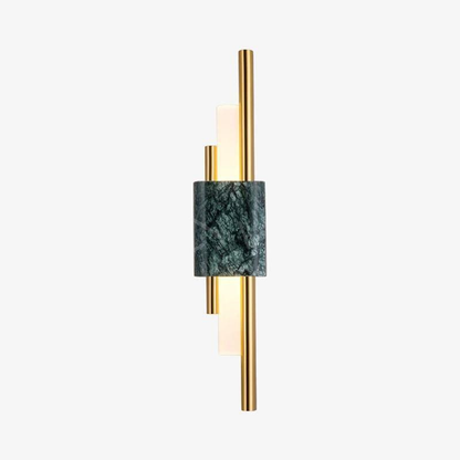 Jagmag Tanto Modern Wall Sconce with Green Marble and Opal Glass, 23.6" High, for Living Room