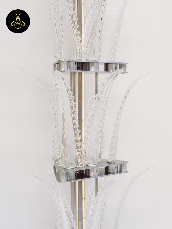 Jagmag Chandelier Light - Talar Collection, Handcrafted Murano Glass with Aluminum, 118x8x9 Inches, Dimmable LED for Luxurious Ambiance