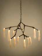 Modern Bronze Horsehair Chandelier with LED Lights, 198cm Height, for Luxury Living & Dining Spaces - Fancy and Decorative lights - Brand name jagmag lights