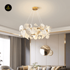 Jagmag Lights Lotus Petal Chandelier with Ceramic Design, 31.5″ Diameter, Adjustable Height, for Living Room or Dining Room - Fancy and Decorative lights - Brand name jagmag lights