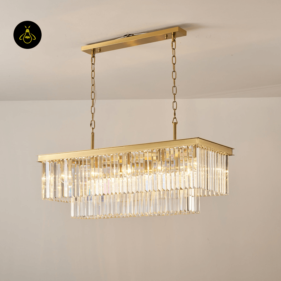 Jagmag Lights Eternal Shine Crystal Chandelier, Satin Gold Finish, for Living Room or Dining Room - Fancy and Decorative lights - Brand name jagmag lights