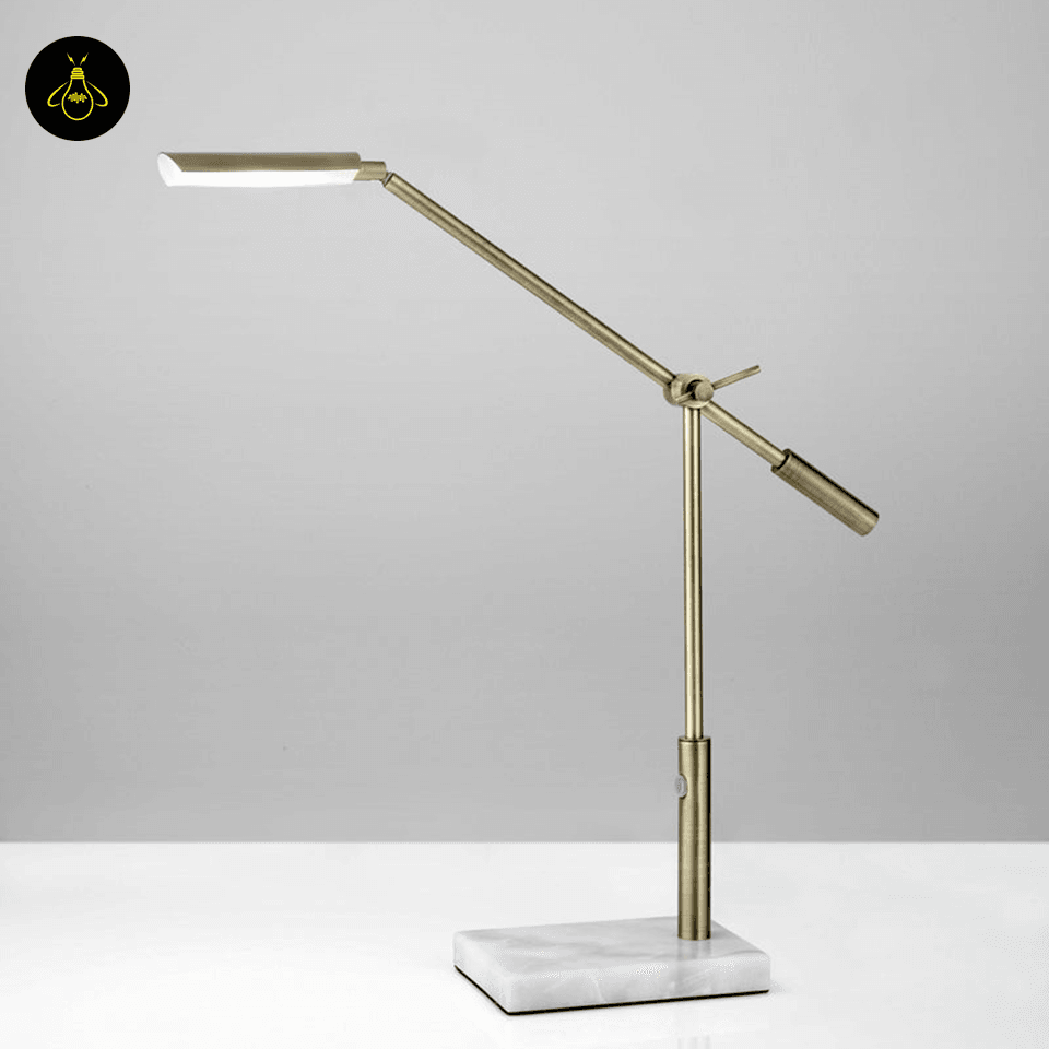 Jagmag LED Desk Lamp - Antique Brass Metal with Marble Base, 26-Inch Height, Touch Dimmer, for Office & Study - Fancy and Decorative lights - Brand name jagmag lights