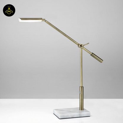 Jagmag LED Desk Lamp - Antique Brass Metal with Marble Base, 26-Inch Height, Touch Dimmer, for Office & Study