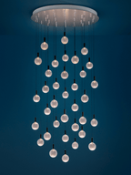 Jagmag Elegant Glass Sphere Chandelier - Satin Steel with Nickel Connectors, 78cm Base, for Luxurious Interiors - Fancy and Decorative lights - Brand name jagmag lights