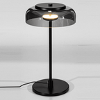 Modern Glass Table Lamp - Black Shade, Metal Base, for Elegant Living Rooms - Fancy and Decorative lights - Brand name jagmag lights