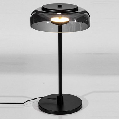 Modern Glass Table Lamp - Black Shade, Metal Base, for Elegant Living Rooms