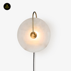 Jagmag Alabaster LED Wall Lamp - Plug-In, 25cm, Gold/Black, Set of 2 for Elegant Indoor Lighting - Fancy and Decorative lights - Brand name jagmag lights