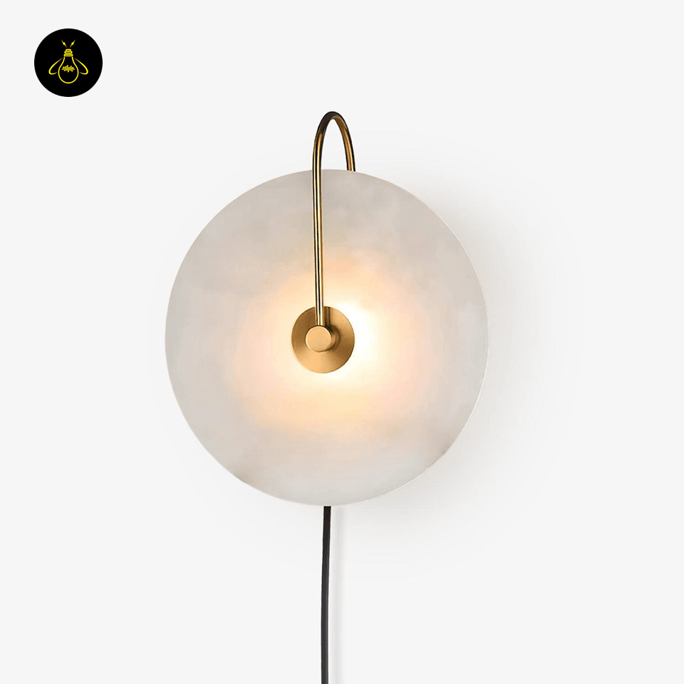 Jagmag Alabaster LED Wall Lamp - Plug-In, 25cm, Gold/Black, Set of 2 for Elegant Indoor Lighting - Fancy and Decorative lights - Brand name jagmag lights