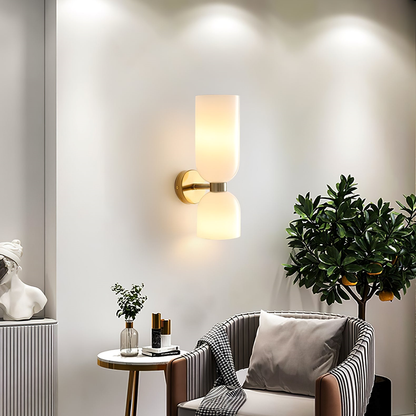 Jagmag Edie Brass Wall Sconce - Opal Glass, 35cm Height, for Elegant Interiors