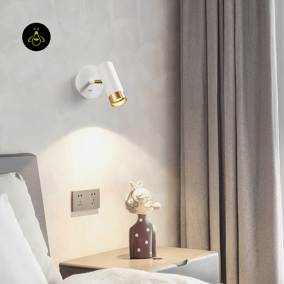 Jagmag Karpo Wall Lamp with Adjustable Head, White Finish, for Bedroom Reading - Fancy and Decorative lights - Brand name jagmag lights