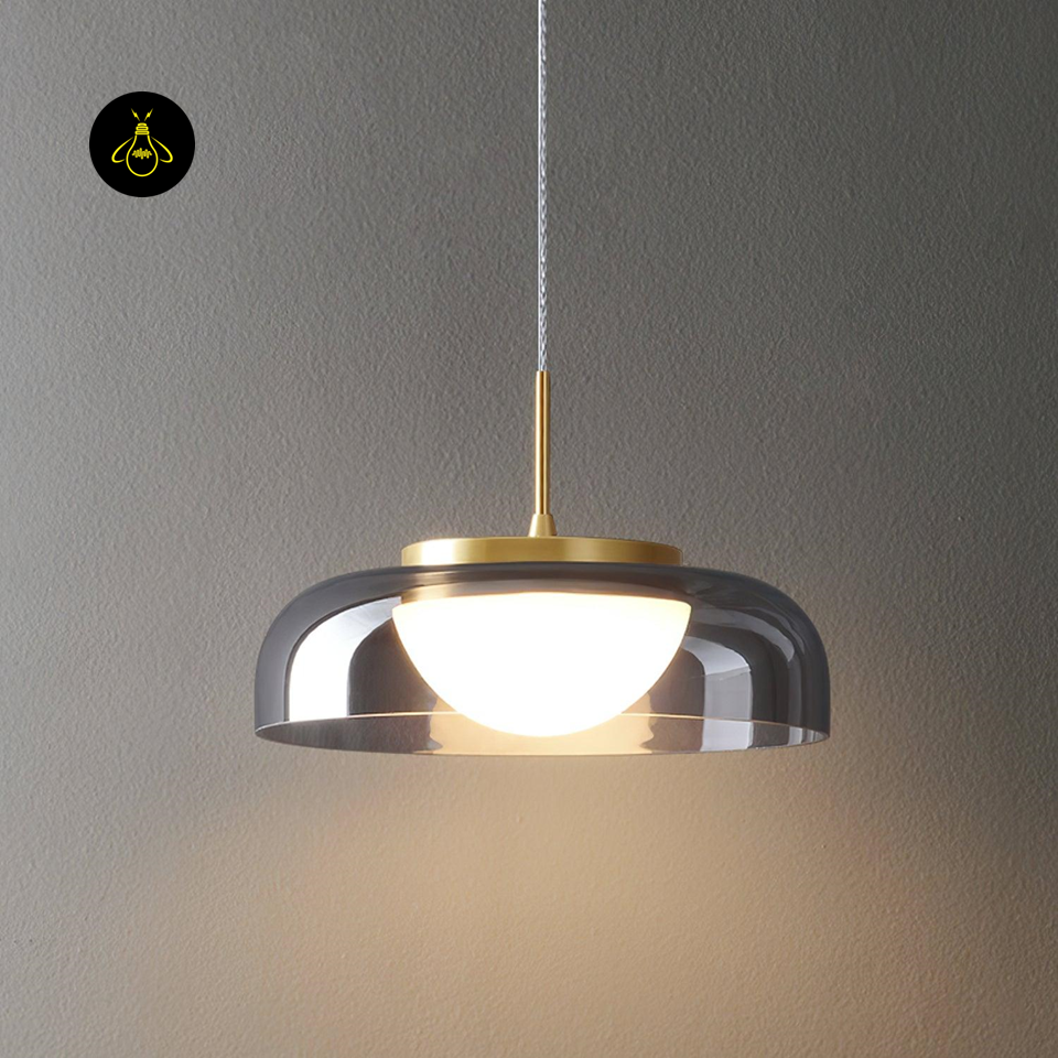 Jagmag Lights Modern Glass Hanging Light | LED | 8.7" | Gold/Smoke Grey | Living Room & Bedroom | Made in India