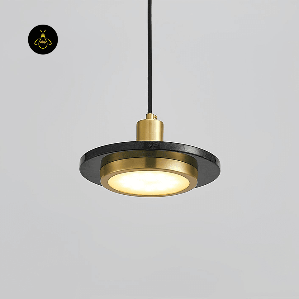 Jagmag Lights Marble Pendant Light | Double Circle Design | LED | Gold/Black | India - Fancy and Decorative lights - Brand name jagmag lights