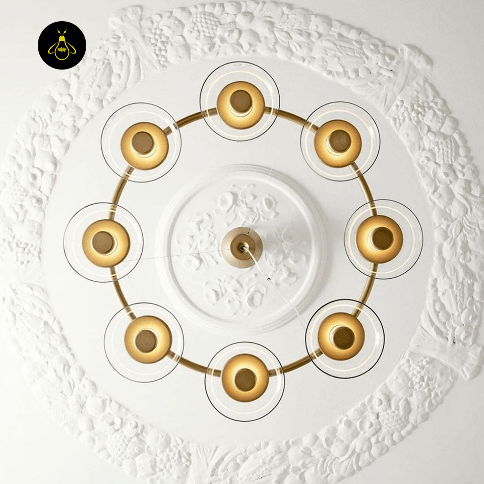 Jagmag Lights Solara LED Chandelier - 8 Lights, Brass Finish, 39.4-Inch Diameter - Bedroom, Small Living Room - Fancy and Decorative lights - Brand name jagmag lights