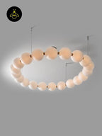 Jagmag String Pearl Chandelier - LED Blown Glass and Brushed Brass, 95cm Diameter, for Elegant Interiors - Fancy and Decorative lights - Brand name jagmag lights