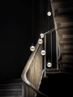 Jagmag Elegant Glass Sphere Chandelier - Satin Steel with Nickel Connectors, 78cm Base, for Luxurious Interiors - Fancy and Decorative lights - Brand name jagmag lights