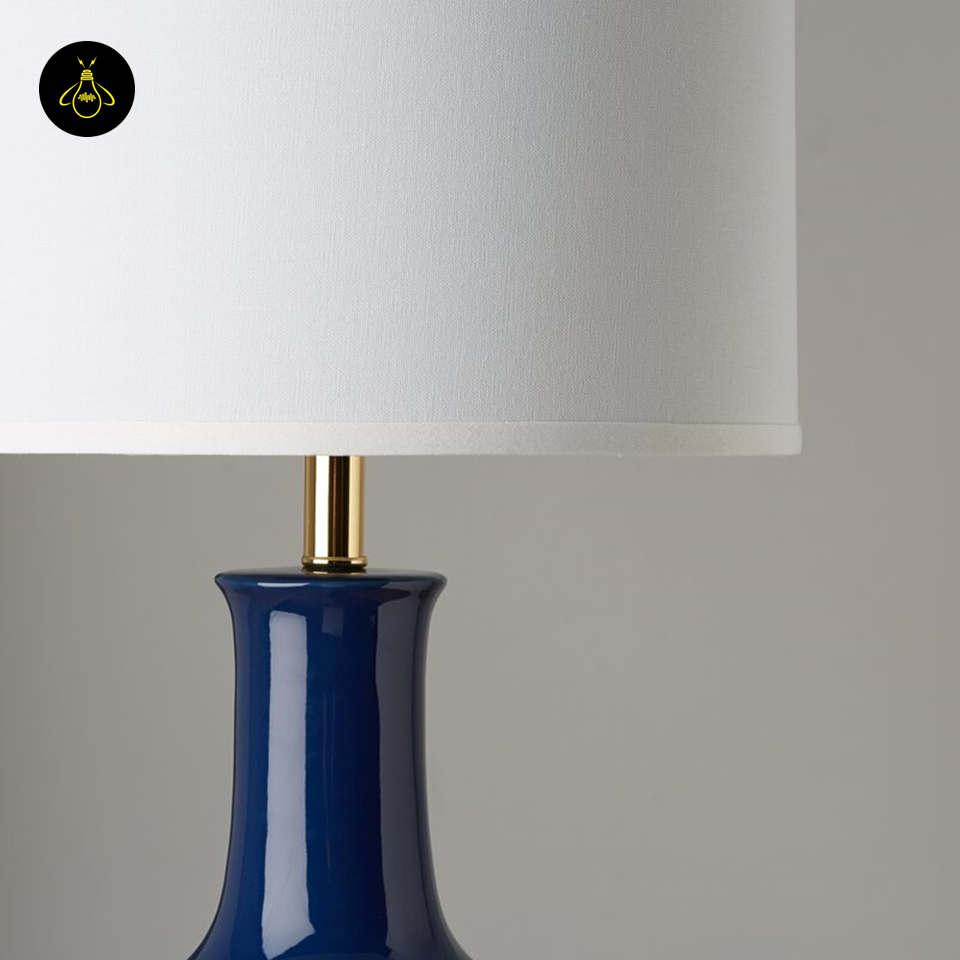 Jagmag Royal Blue Ceramic Table Lamp - Gourd Base with Cotton Shade, 177cm, for Elegant Interiors