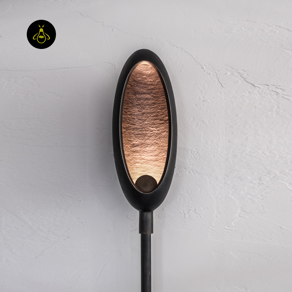 Jagmag Lights Serena Stone Wall Light – Matte Bronze with Hammered Bronze Interior