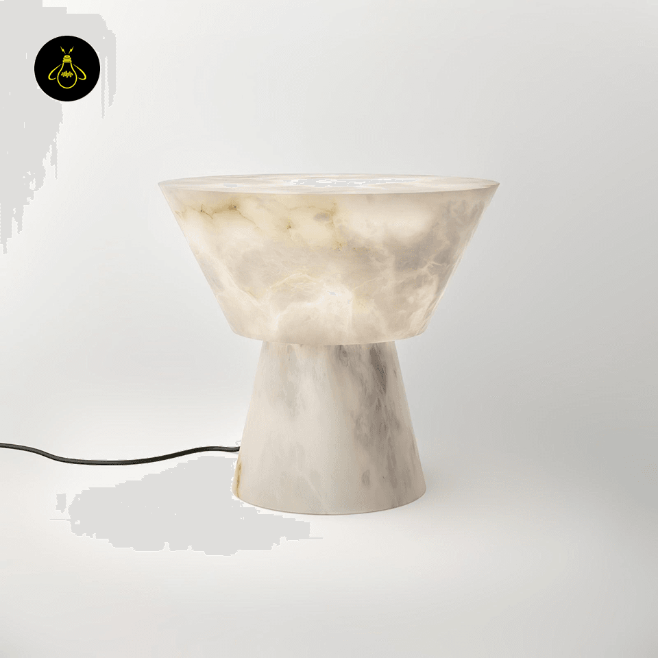 Jagmag Beta Marble Table Lamp - White with Brass Trim, 20cm/28cm, for Elegant Homes - Fancy and Decorative lights - Brand name jagmag lights