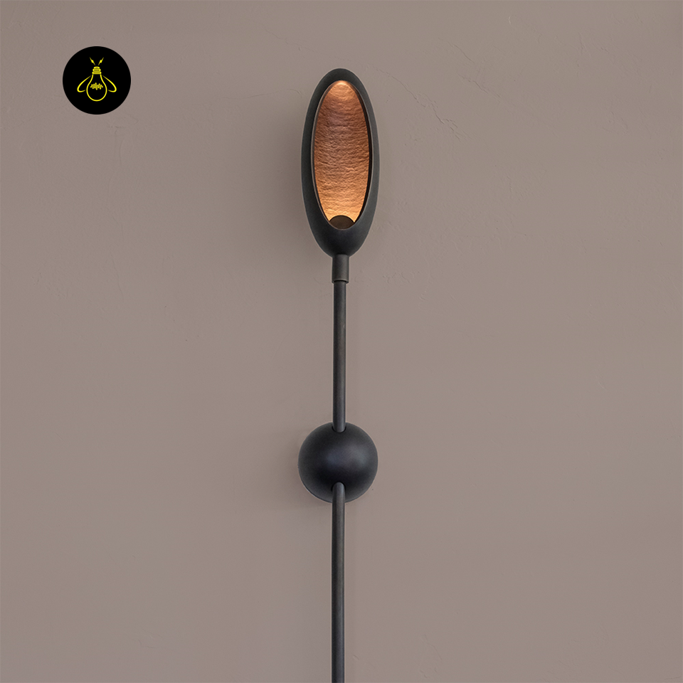 Jagmag Lights Serena Stone Wall Light – Matte Bronze with Hammered Bronze Interior