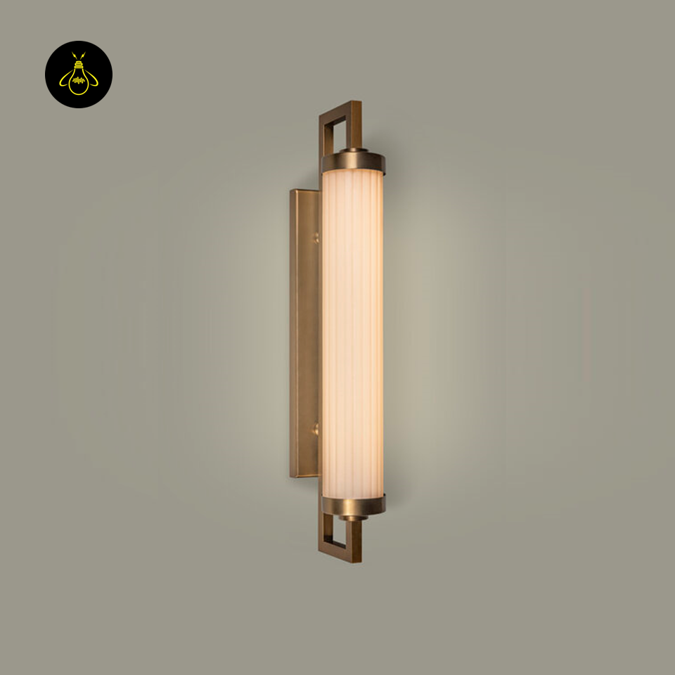 Satin Brass Mirror Wall Light with Opal Glass Shade | Jagmag Lights