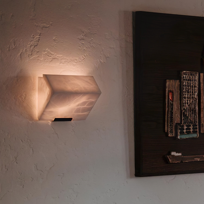 Jagmag Alabaster Wall Sconce with Natural Light Diffusion, White Alabaster Panel, for Stairways and Hallways