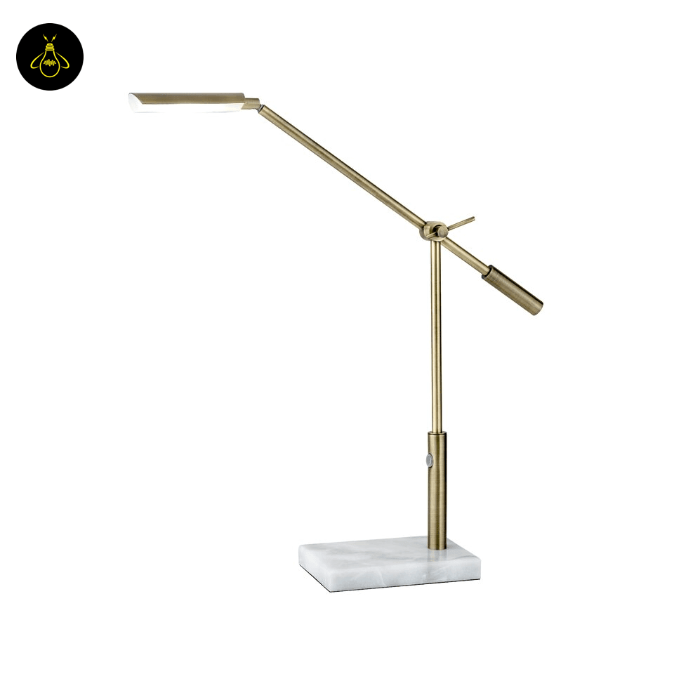 Jagmag LED Desk Lamp - Antique Brass Metal with Marble Base, 26-Inch Height, Touch Dimmer, for Office & Study - Fancy and Decorative lights - Brand name jagmag lights