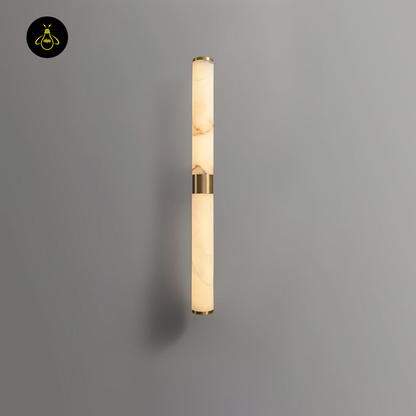 Jagmag Line Alabaster Wall Sconce, Integrated LED, Brass Finish, 27.6" High, for Modern Interiors