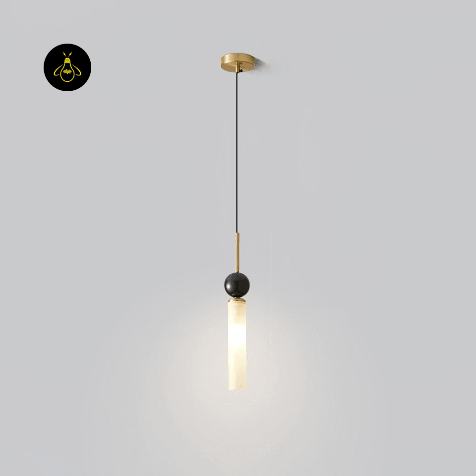 Jagmag Lights Stone Pendant Light | Modern Brass & Marble Design | G9 | Made in India - Jagmag Lights