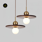 Jagmag Lights Modern Glass Pendant Lamp | Walnut & Gold | 11.8" | White Shade | Made in India