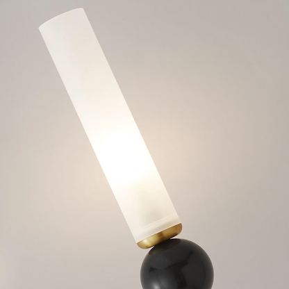 Jagmag Modern Wall Sconce with Marble Sphere, Brass Finish, and Acrylic Diffuser, 45.3" High