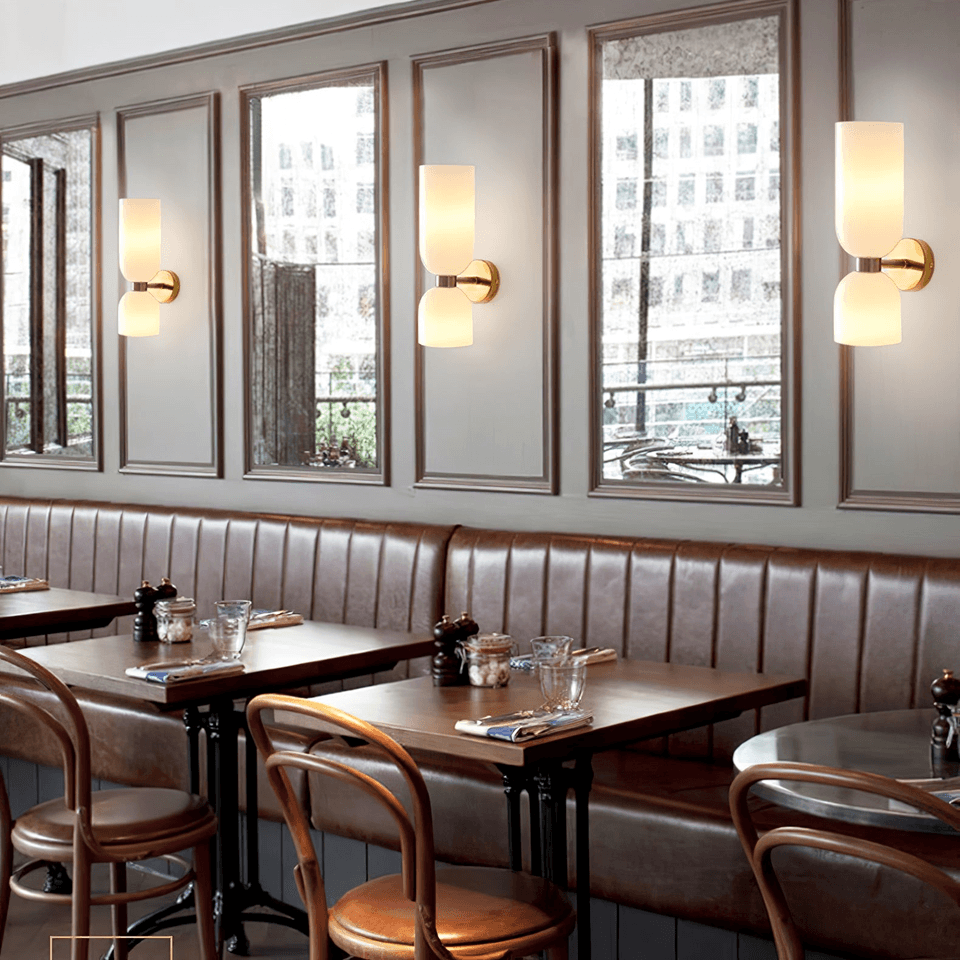 Jagmag Edie Brass Wall Sconce - Opal Glass, 35cm Height, for Elegant Interiors - Fancy and Decorative lights - Brand name jagmag lights