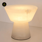 Jagmag Beta Marble Table Lamp - White with Brass Trim, 20cm/28cm, for Elegant Homes - Fancy and Decorative lights - Brand name jagmag lights