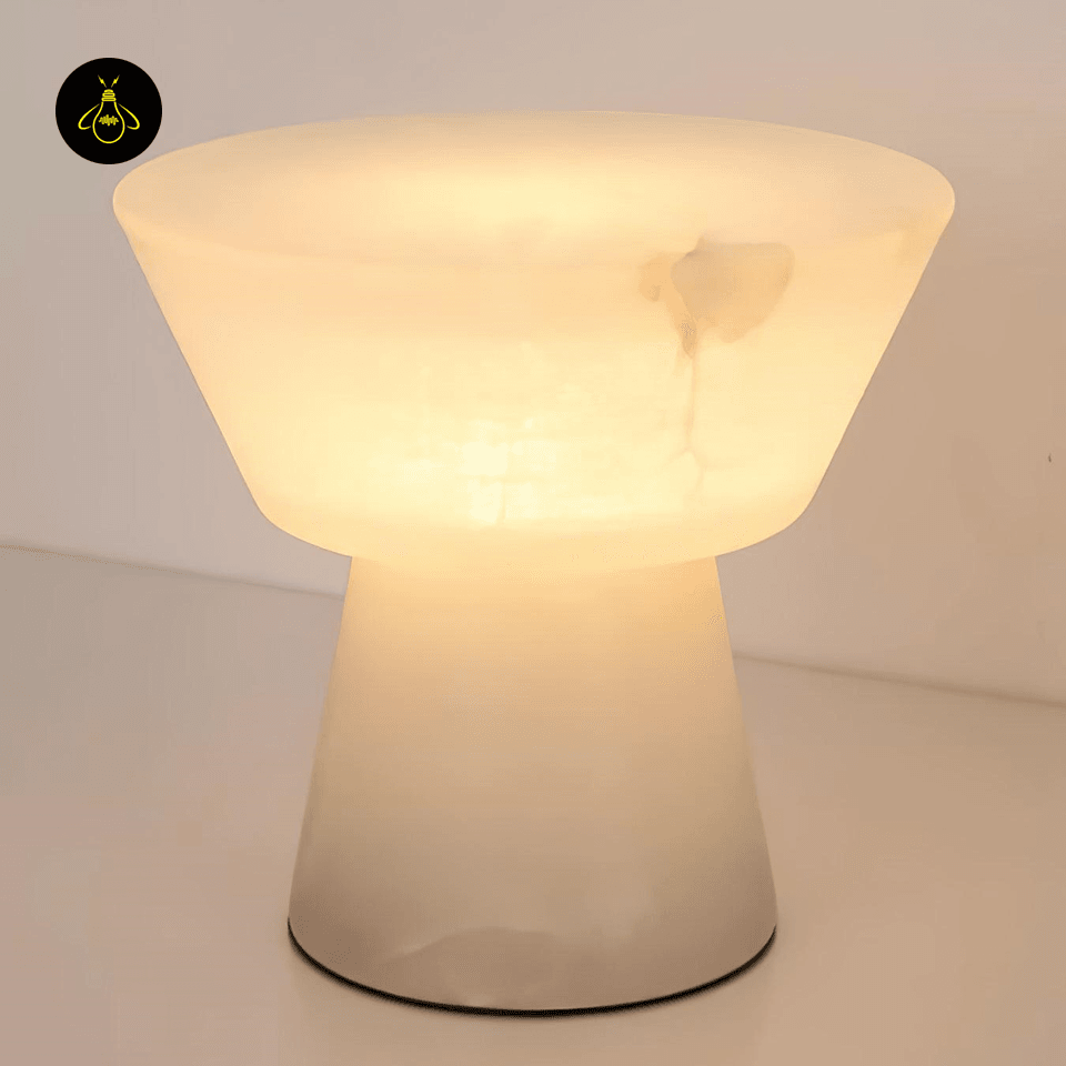 Jagmag Beta Marble Table Lamp - White with Brass Trim, 20cm/28cm, for Elegant Homes - Fancy and Decorative lights - Brand name jagmag lights