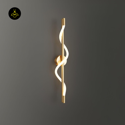 Jagmag Flexible Linear Curve Wall Lamp with Helical Design, Gold Finish, 23.6" Height, Indoor LED Light