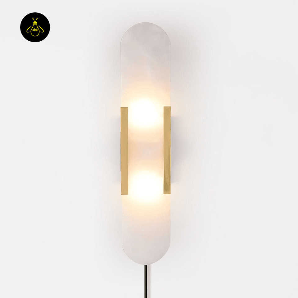 Melange Alabaster Wall Lamp (Set of 2) - Hand-Crafted with Brass Accents, for Modern Interiors - Fancy and Decorative lights - Brand name jagmag lights