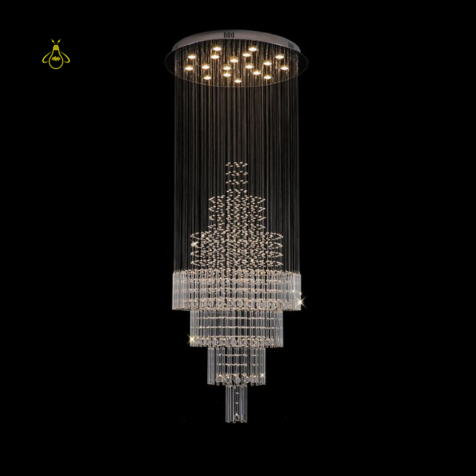 Jagmag Lights Castle Raindrop Crystal Chandelier with Multi-Tiered Design, Perfect for Staircase and Foyer