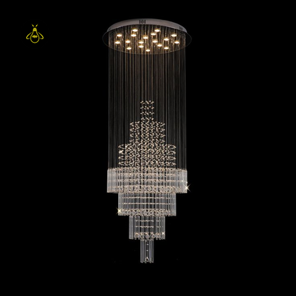 Jagmag Lights Castle Raindrop Crystal Chandelier with Multi-Tiered Design, Perfect for Staircase and Foyer