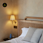 Jagmag Lights Wall Light for Bedroom | Satin Nickel and Wood | Fixed Arm | Off-White Shade | Modern Minimalist Design