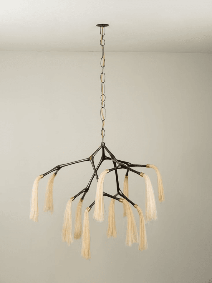 Modern Bronze Horsehair Chandelier with LED Lights, 198cm Height, for Luxury Living & Dining Spaces - Fancy and Decorative lights - Brand name jagmag lights