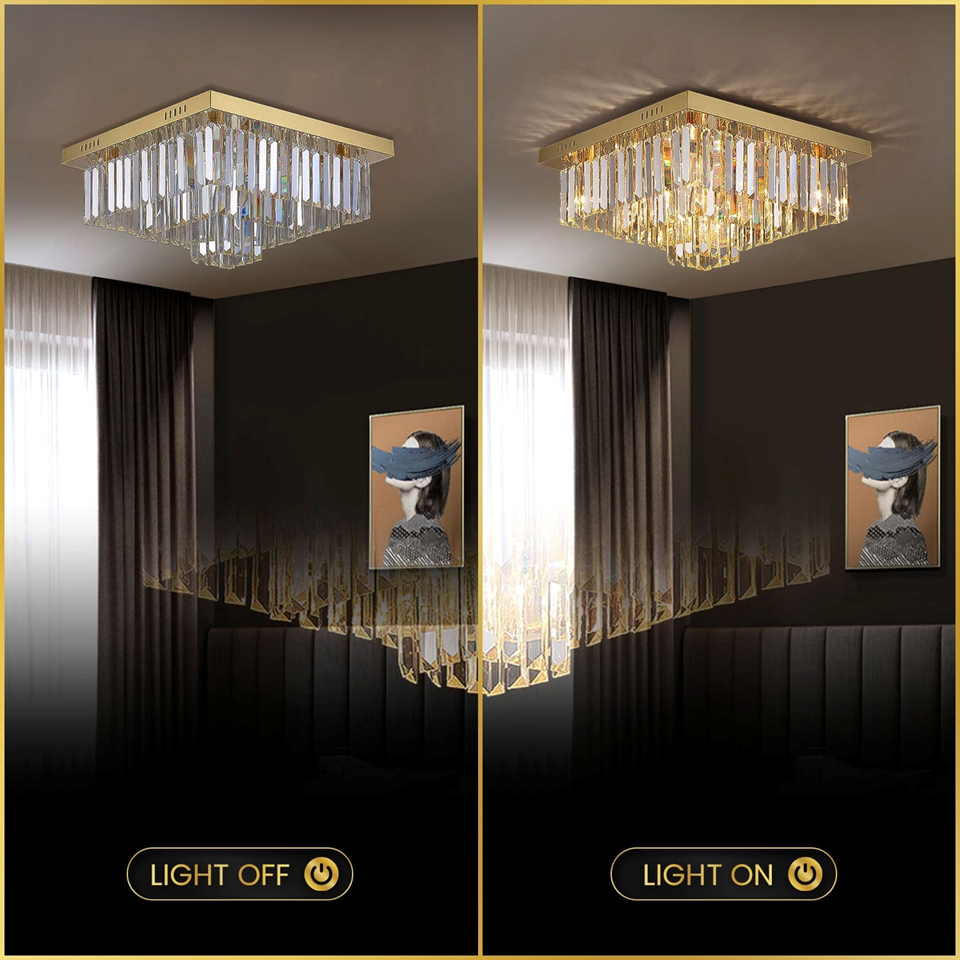 Jagmag Lights Eternal Shine Crystal Chandelier, Satin Gold Finish, for Living Room or Dining Room