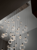 Jagmag Elegant Glass Sphere Chandelier - Satin Steel with Nickel Connectors, 78cm Base, for Luxurious Interiors - Fancy and Decorative lights - Brand name jagmag lights