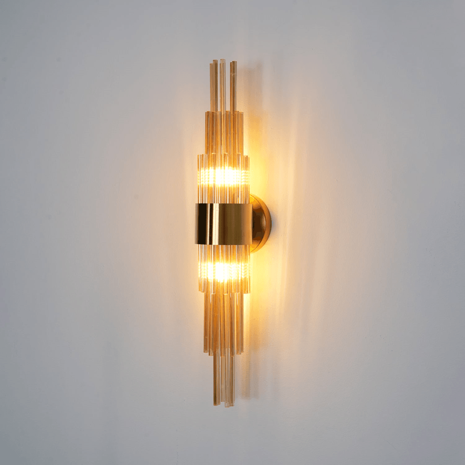 Jagmag Lights Streamline Wall Sconce with Gold-Plated Glass Tubes, 60cm Height, for Luxurious Indoor Spaces - Fancy and Decorative lights - Brand name jagmag lights