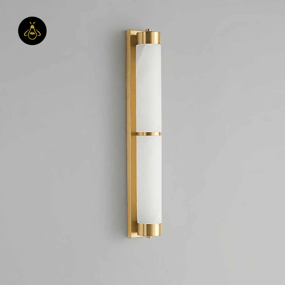Jagmag Lights Alabaster Brass Wall Light with Integrated LED, 60cm Height, Warm 3000K Light, for Bedrooms & Living Rooms - Fancy and Decorative lights - Brand name jagmag lights