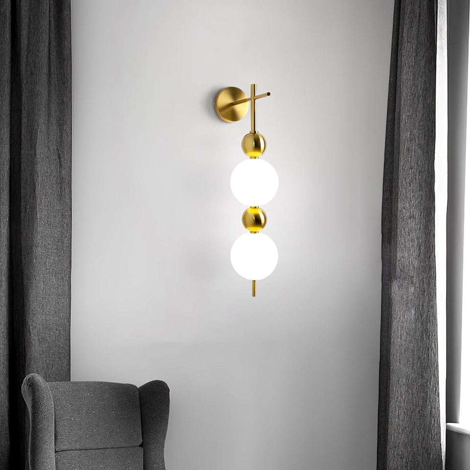 Jagmag Candied Haws String Brass Wall Lamp with White Acrylic Lampshade, 23.2" High