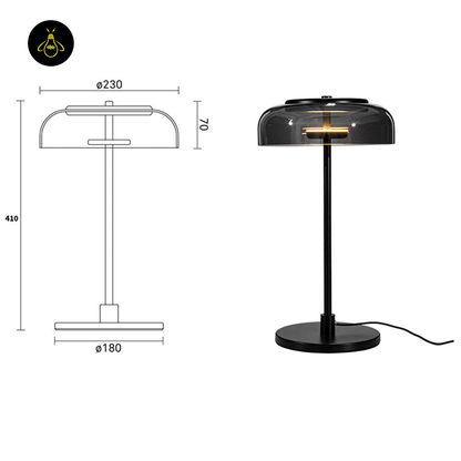 Modern Glass Table Lamp - Black Shade, Metal Base, for Elegant Living Rooms