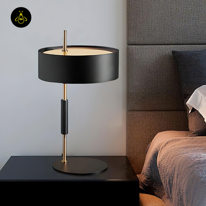 Jagmag Athezza Table Lamp - Iron Frame with Cylindrical Shade, 25cm, for Modern Interiors